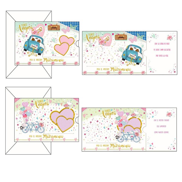 Biglietto auguri Matrimonio – 11,7 x 17 cm – 4 soggetti assortiti – Kartos